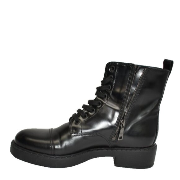 New! PRADA ‘Spazzolato’ Chocolate Leather Combat Boots Black 10.5 US DD222B - Picture 3 of 10